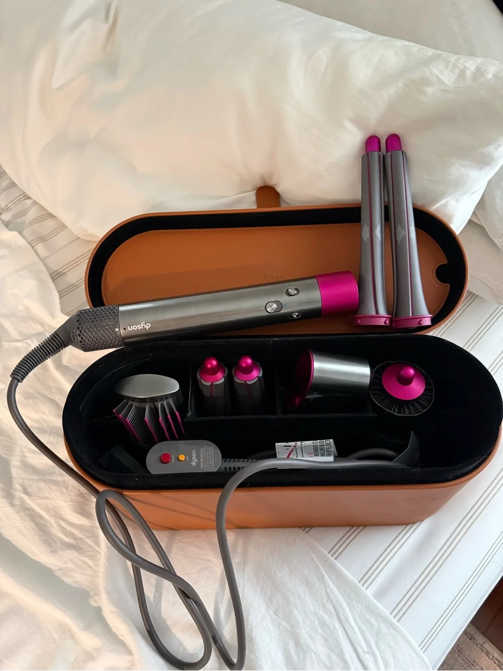 Dyson hair styling set in Silver & Magenta with Travel Case